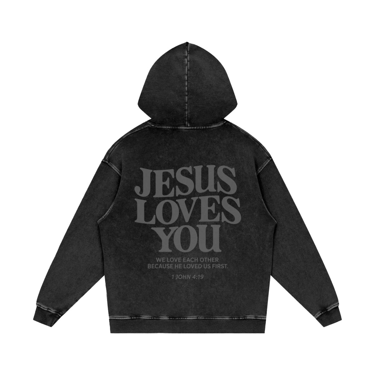 Snow Washed Loose Cotton Hoodie
